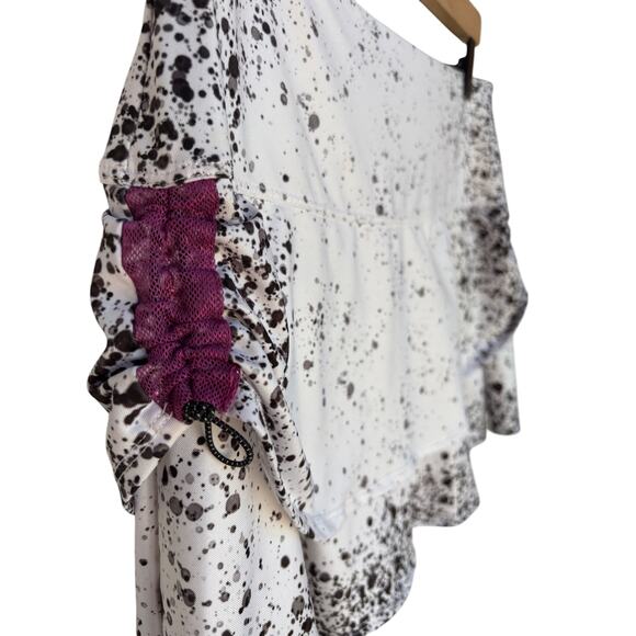 Lucky in Love Splatter Print Athletic Skort with Purple Mesh Side Ruching size M - Picture 4 of 8